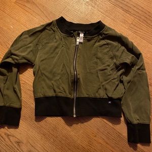 Kensie - Girl's Cropped Bomber Jacket, Army Green